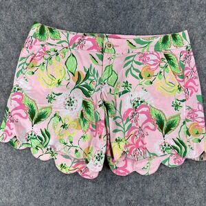Lilly Pulitzer Pink Floral Women Shorts via amore spritzer Buttercup scalloped